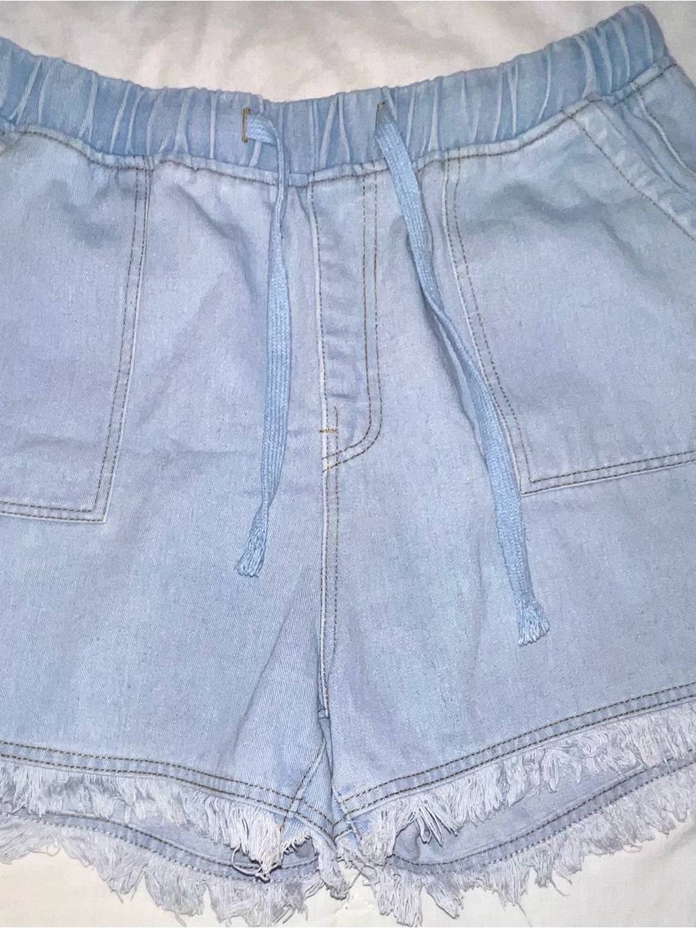 Light Blue Denim Drawstring Women’s Shorts